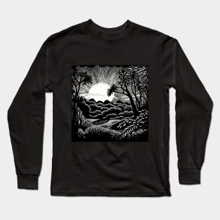 Linocut Vegetation Long Sleeve T-Shirt